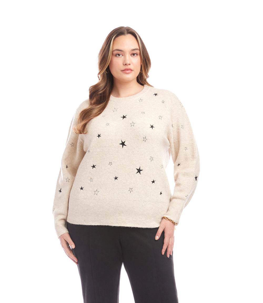 Plus Size Embroidered Stars Sweater - Image 2