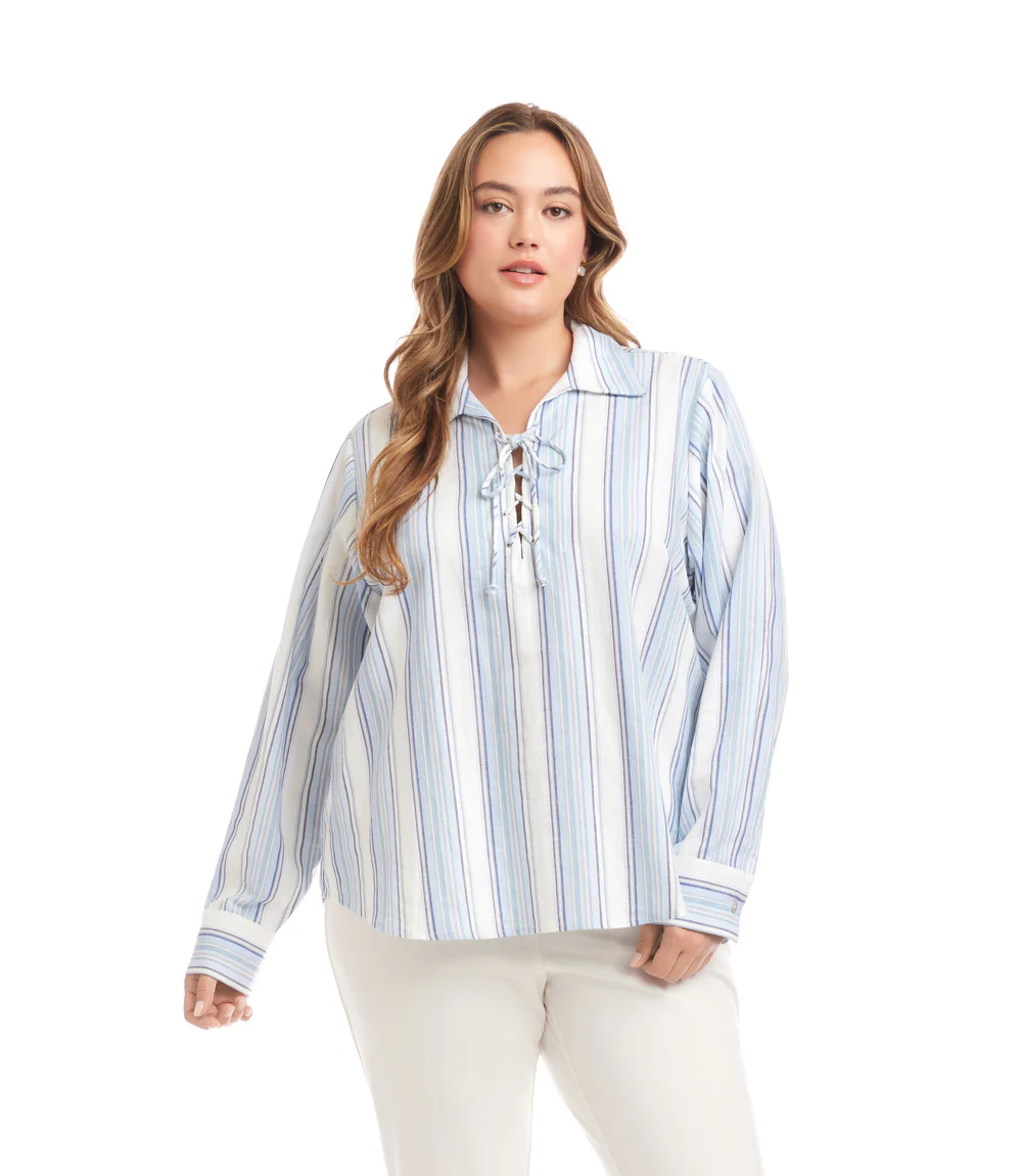 Plus Size Eyelet Lace Up Top - Image 2