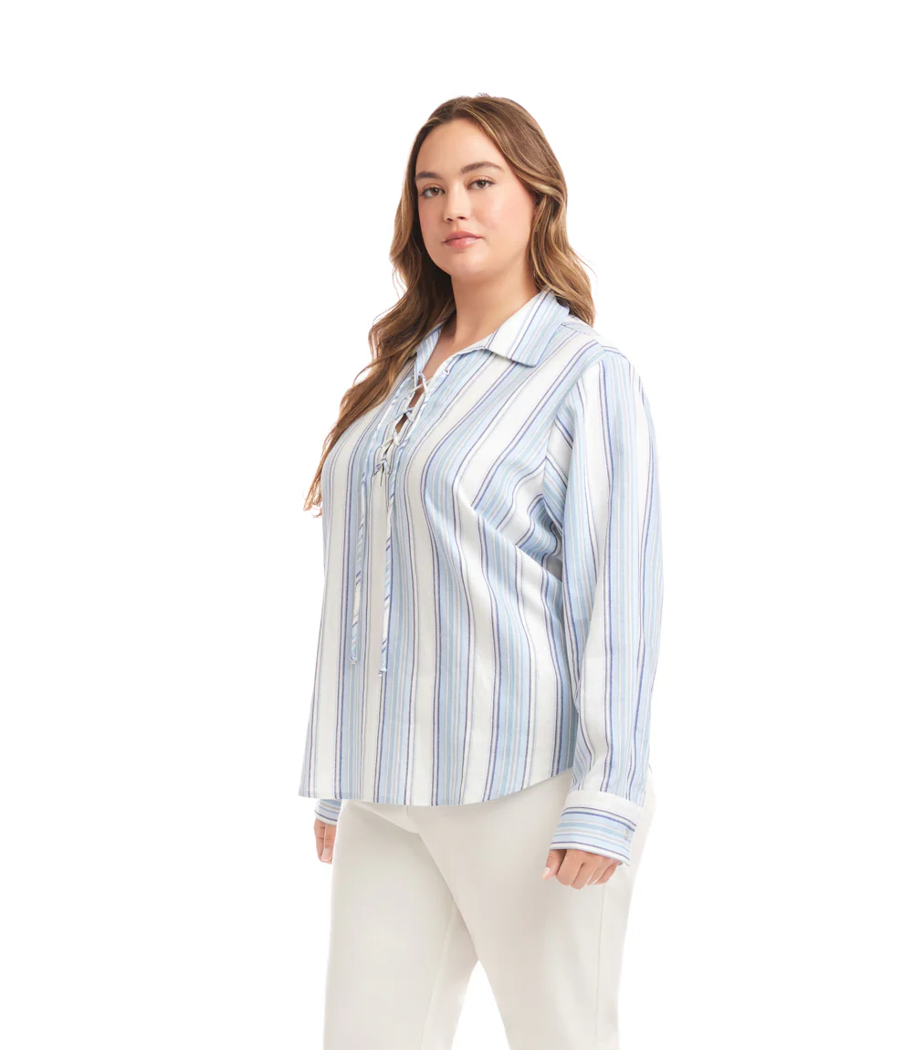 Plus Size Eyelet Lace Up Top - Image 3