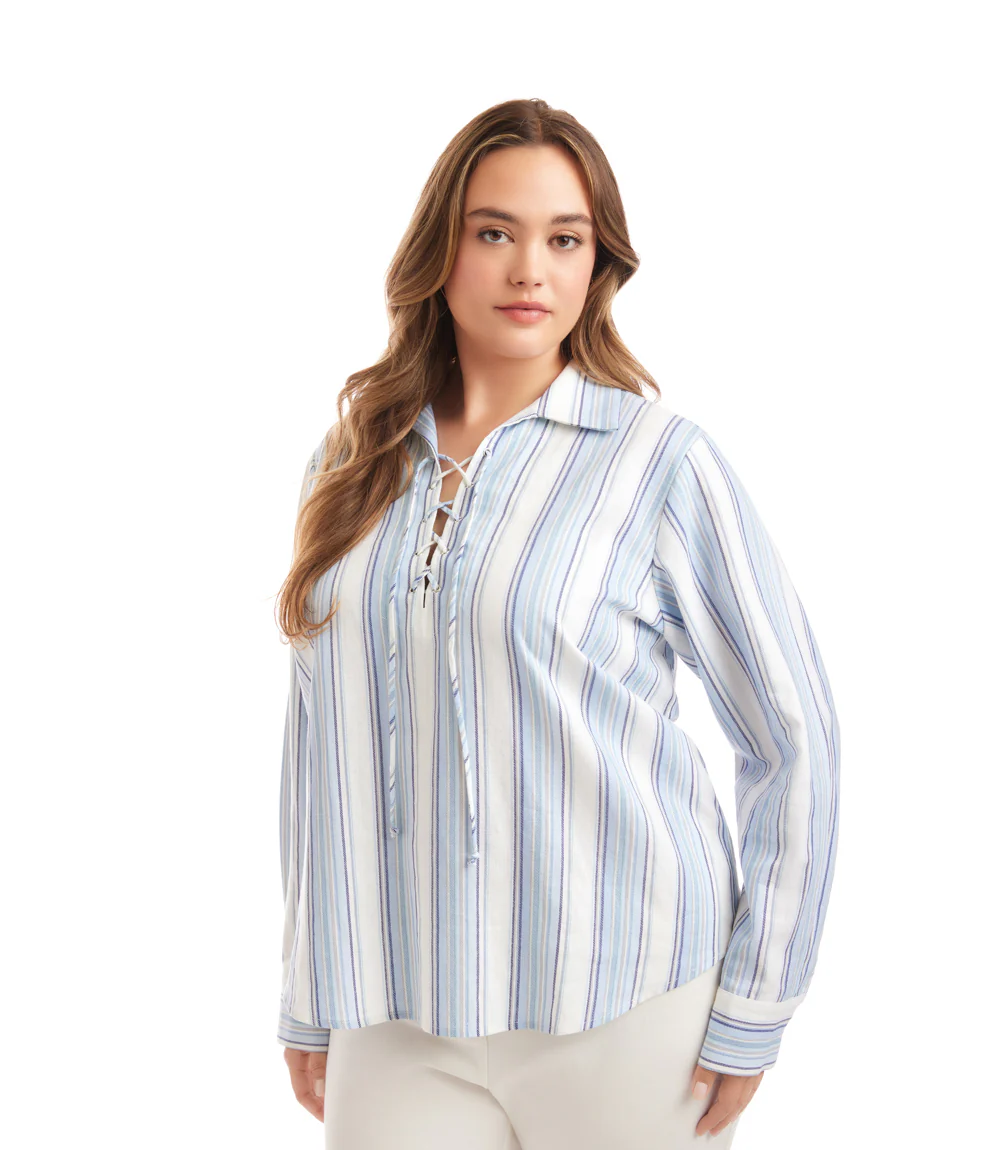 Plus Size Eyelet Lace Up Top - Image 5