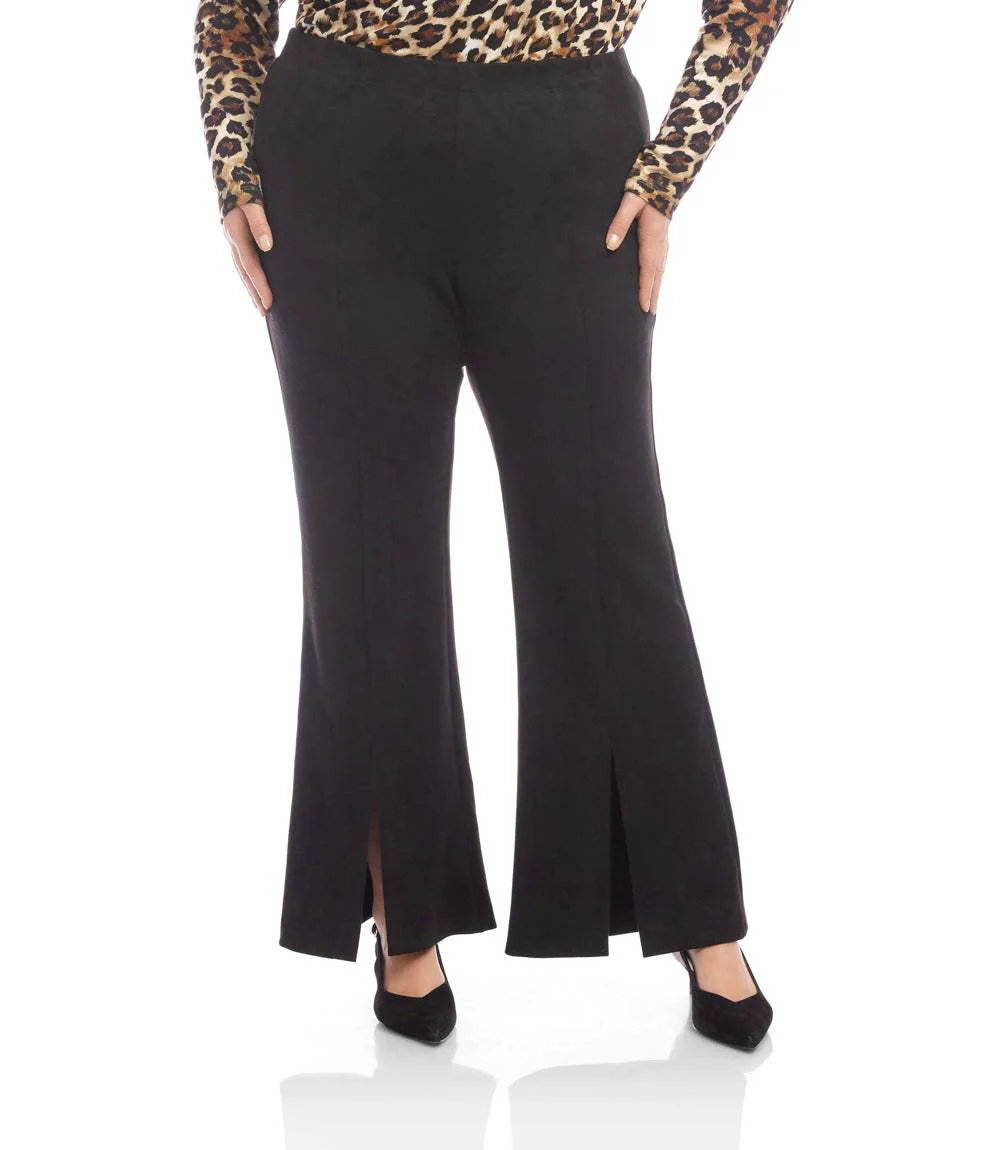 Plus Size Faux Suede Front Slit Pants - Image 4