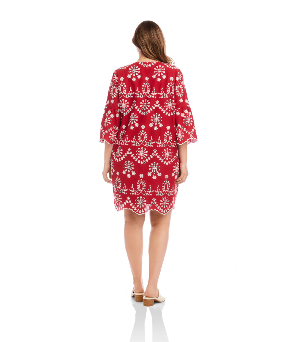 Plus Size Flare Sleeve Embroidered Dress - Image 4
