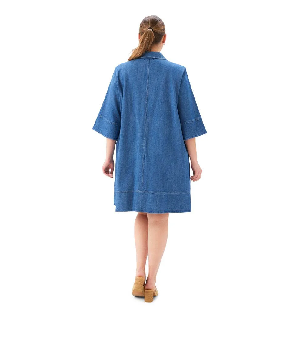 Plus Size Flare Sleeve Shirtdress - Image 5
