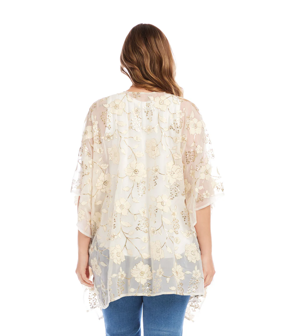 Plus Size Floral Embroidered Open Front Jacket - Image 4