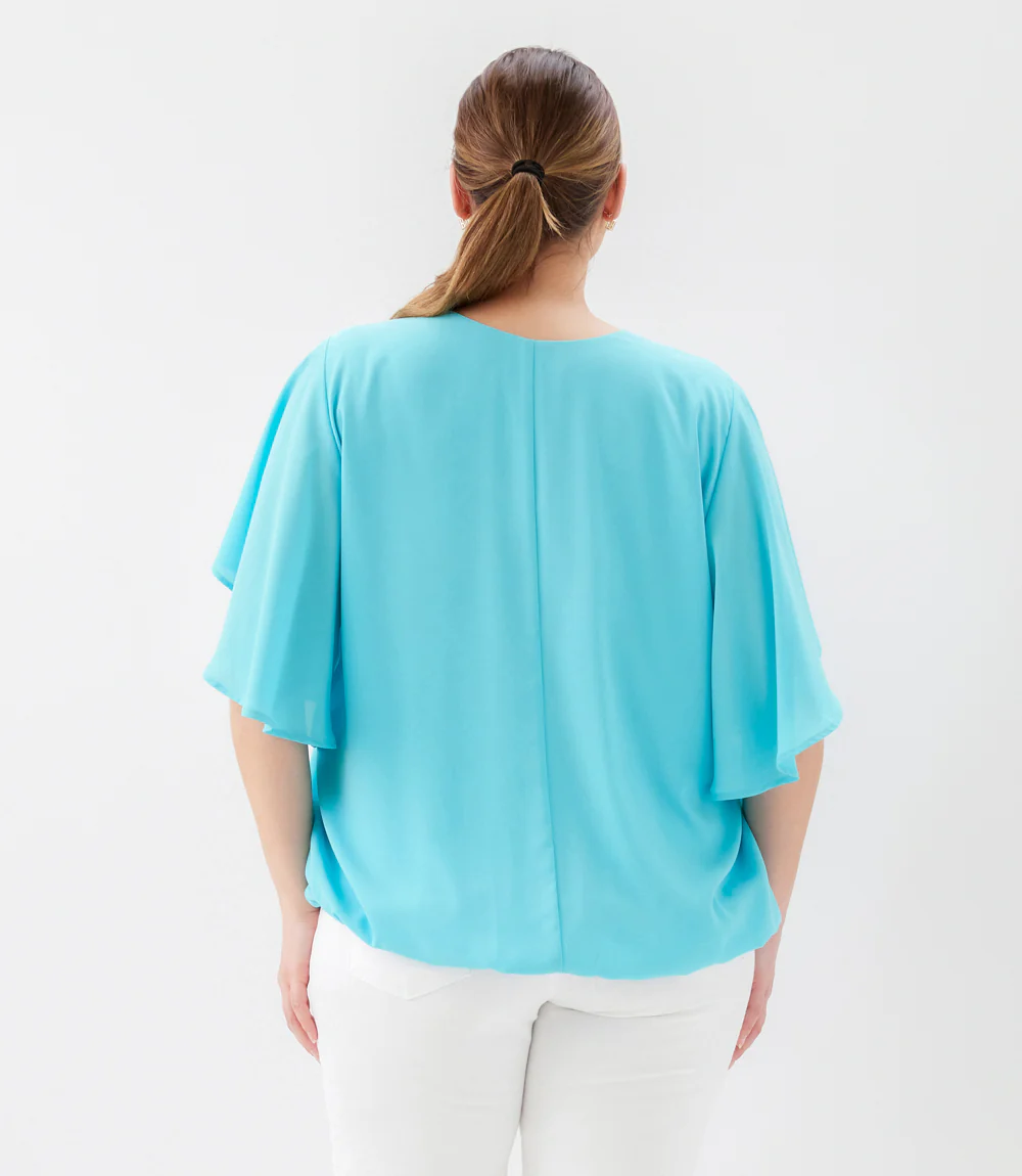 Plus Size Flutter Sleeve V-Neck Top - Image 5