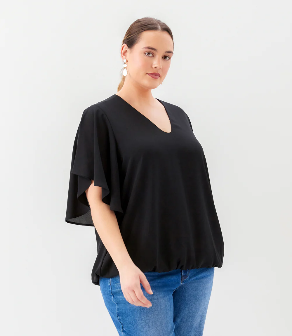 Plus Size Flutter Sleeve V-Neck Top - Image 3