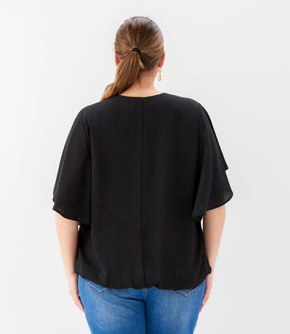 Plus Size Flutter Sleeve V-Neck Top - Image 4