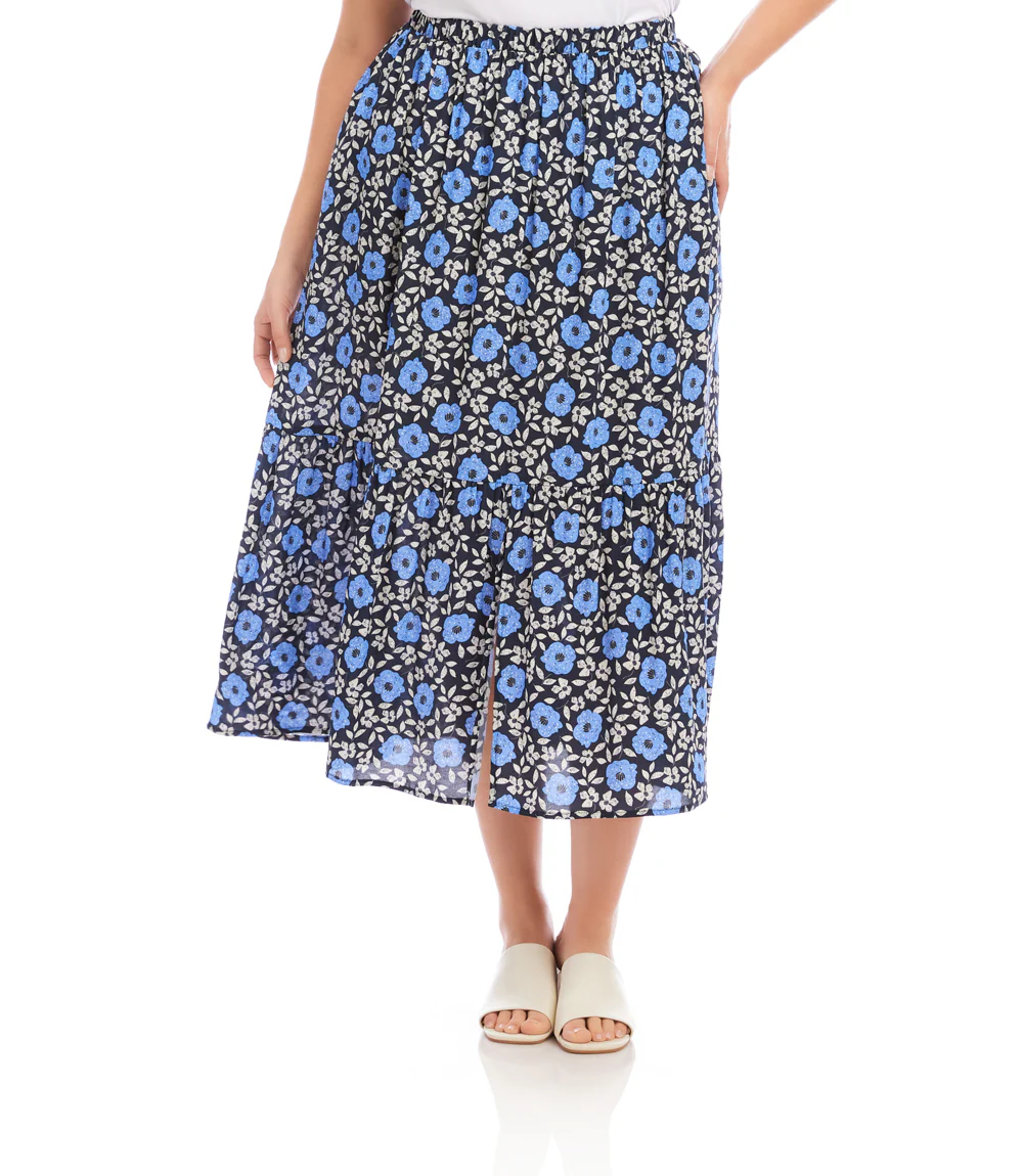 Plus Size Front Slit Midi Skirt - Image 3