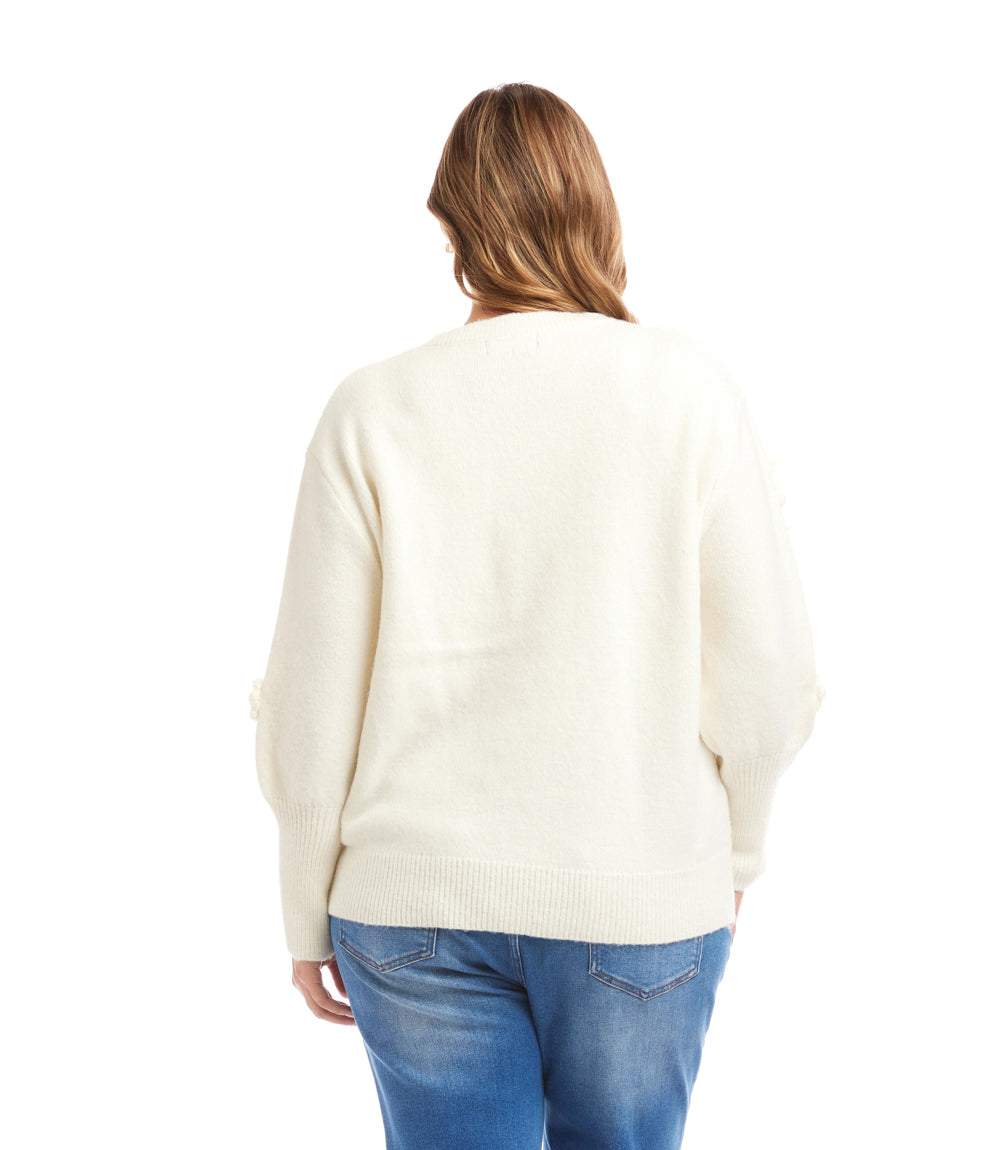 Plus Size Hand Embroidered Flower Detail Sweater - Image 5