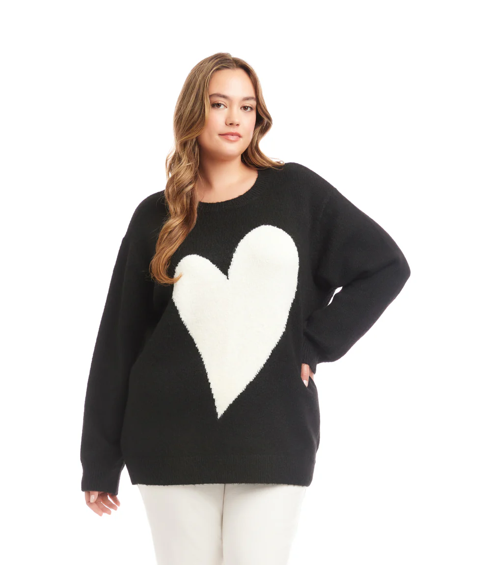 Plus Size Heart Jacquard Sweater - Image 3