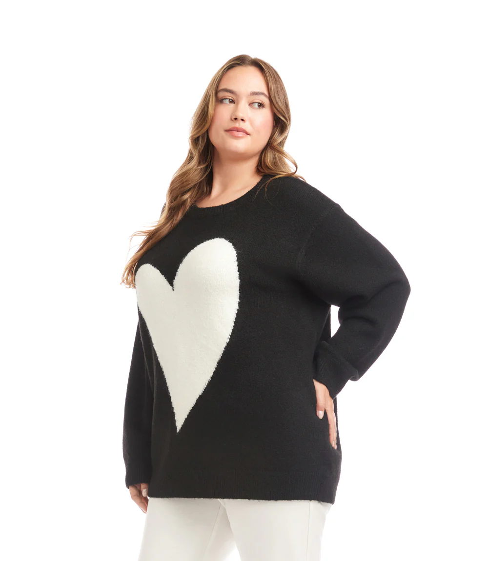 Plus Size Heart Jacquard Sweater - Image 4
