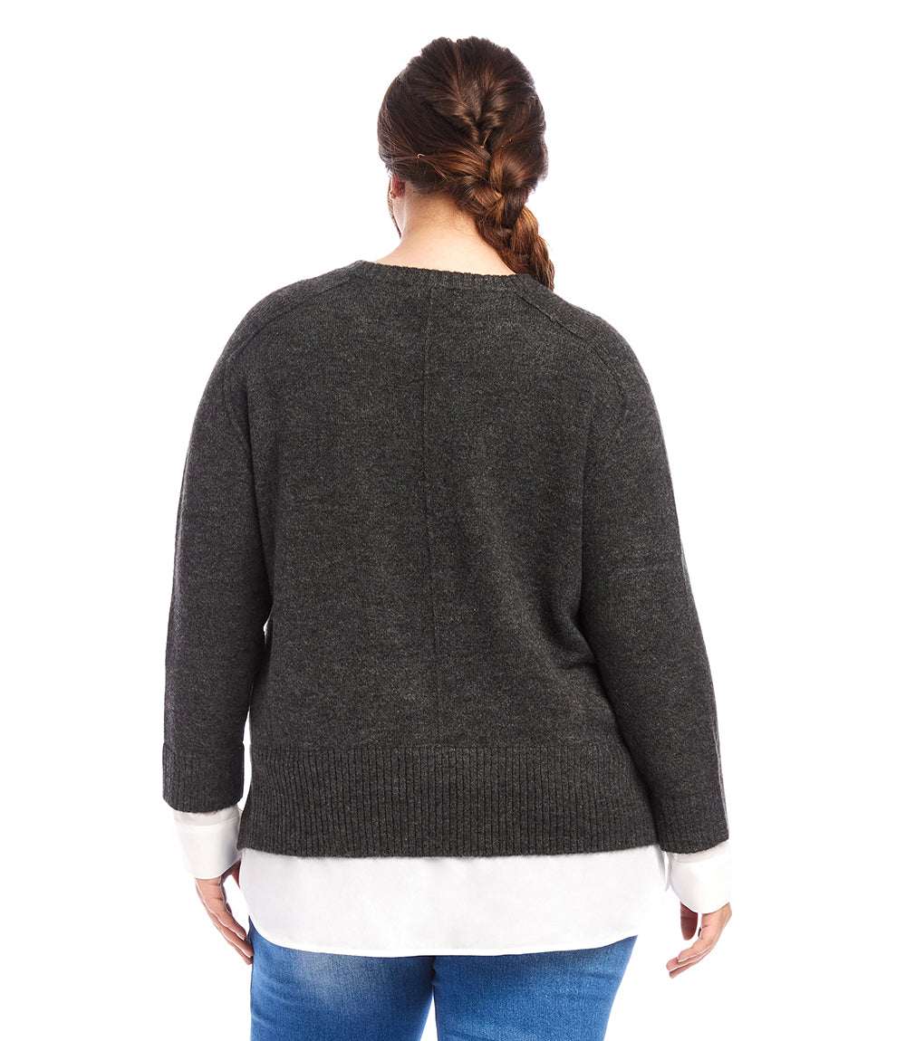 Plus Size Layered Crewneck Sweater - Image 4