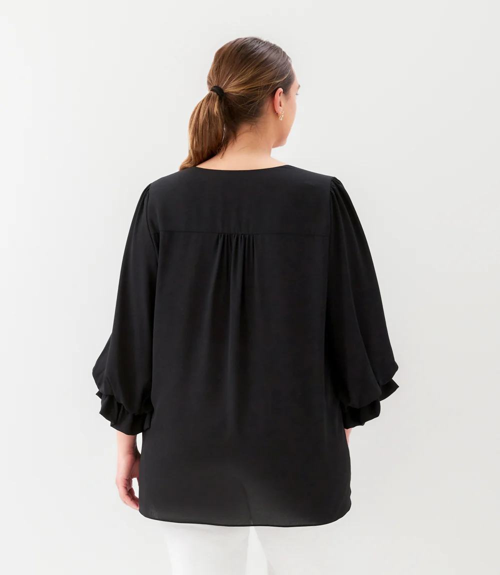 Plus Size Layered Sleeve Asymmetric Top - Image 4
