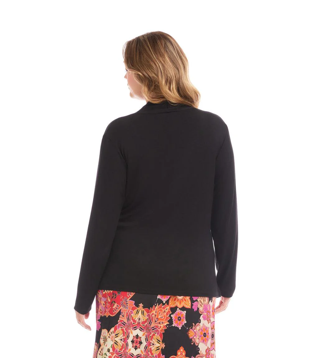 Plus Size Long Sleeve Crossover Side-Shirred Top - Image 4