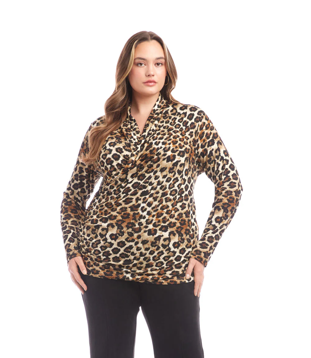 Plus Size Long Sleeve Crossover Side-Shirred Top - Image 3
