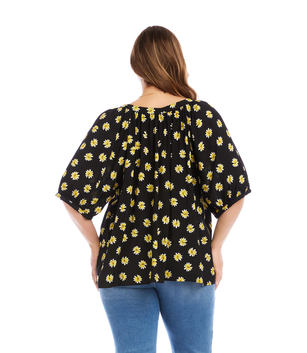 Plus Size Puff Sleeve Peasant Top - Image 5