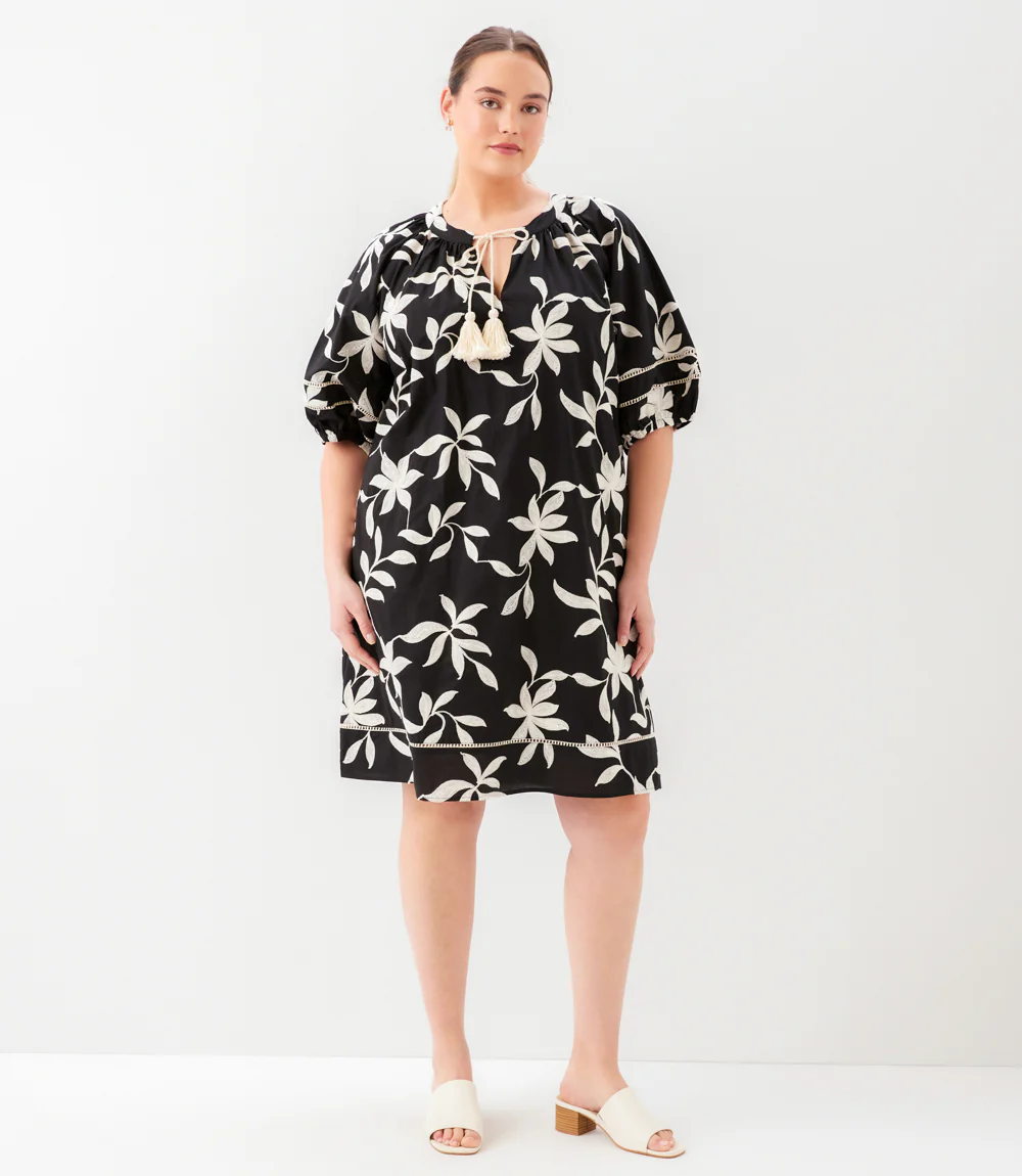 Plus Size Puff Sleeve Tassel Dress - Image 2