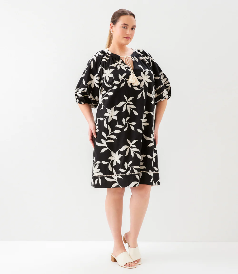 Plus Size Puff Sleeve Tassel Dress - Image 3