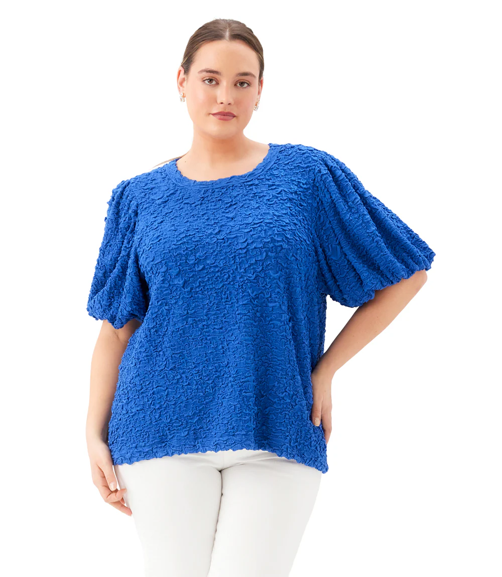 Plus Size Puff Sleeve Textured Top - Image 3