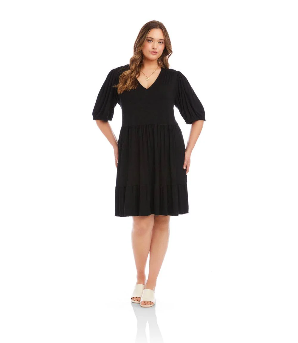 Plus Size Puff Sleeve Tiered Dress - Image 2