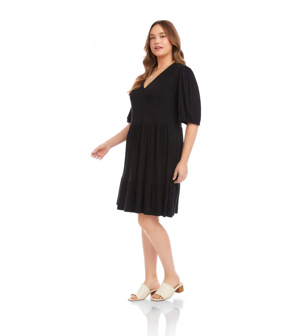 Plus Size Puff Sleeve Tiered Dress - Image 3
