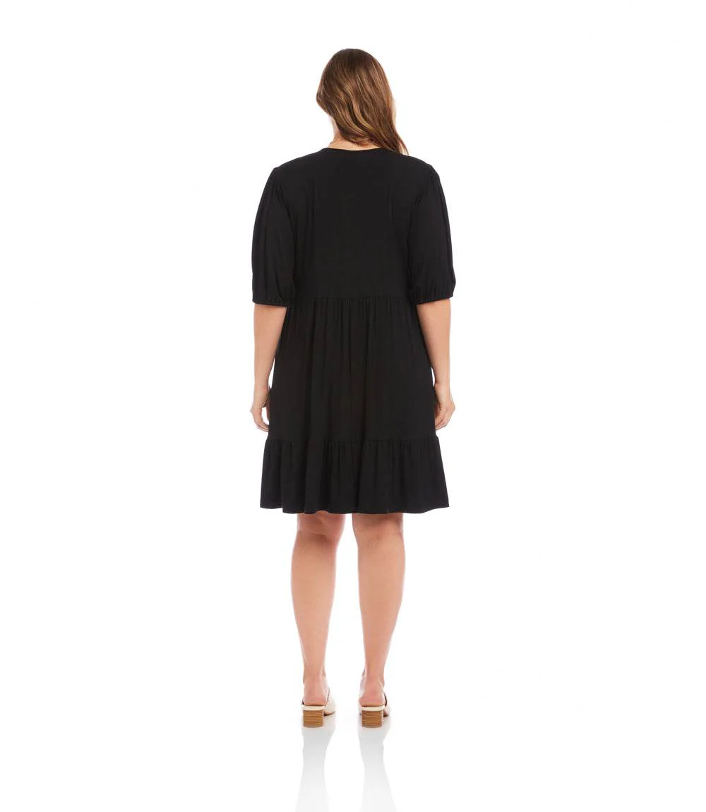Plus Size Puff Sleeve Tiered Dress - Image 4