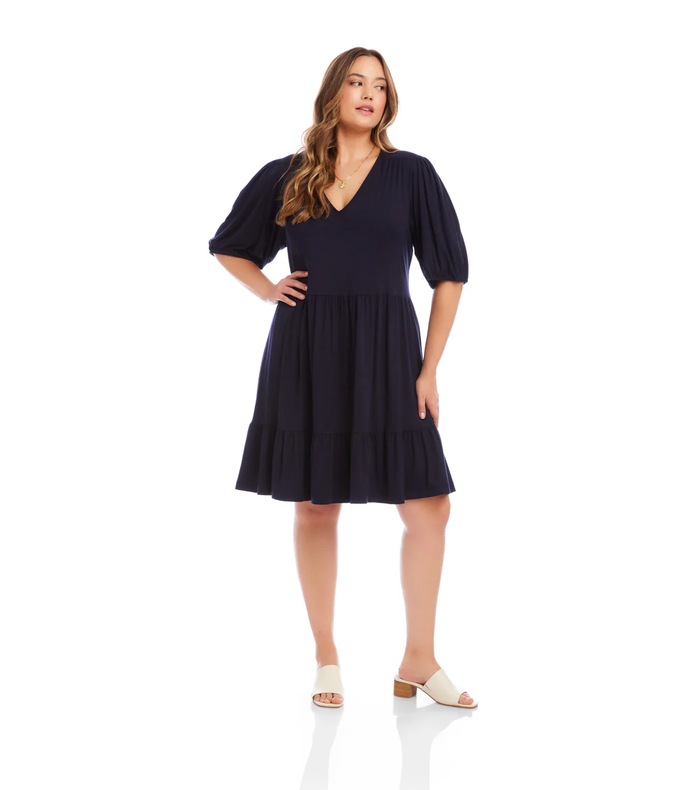 Plus Size Puff Sleeve Tiered Dress - Image 2