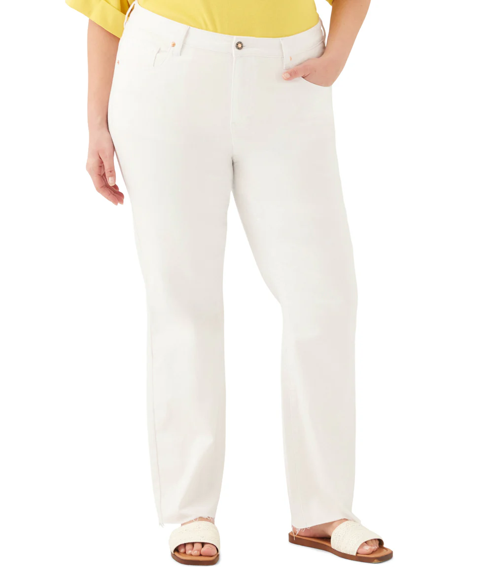 Plus Size Raw Hem Straight Jeans - Image 4