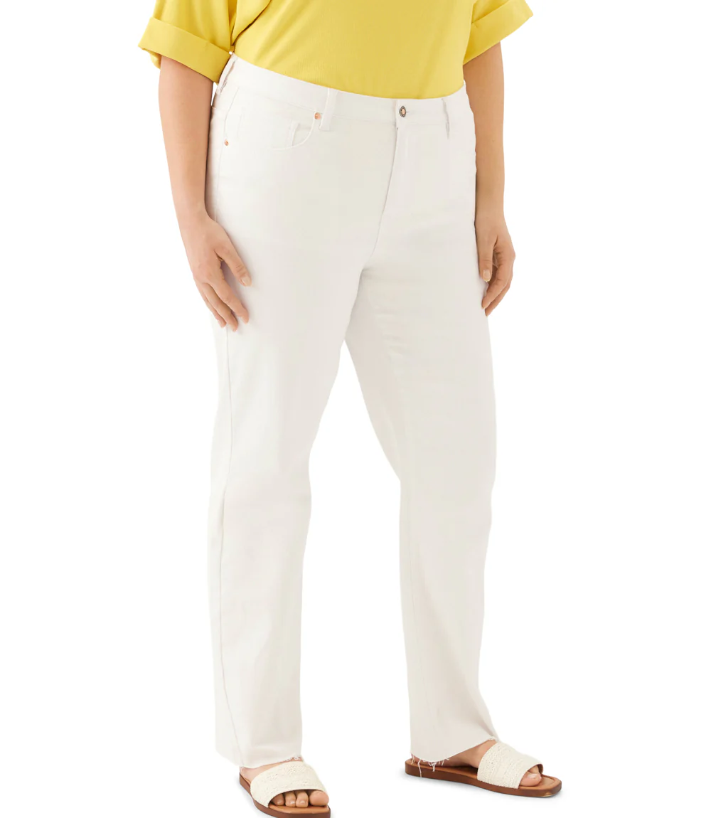 Plus Size Raw Hem Straight Jeans - Image 5