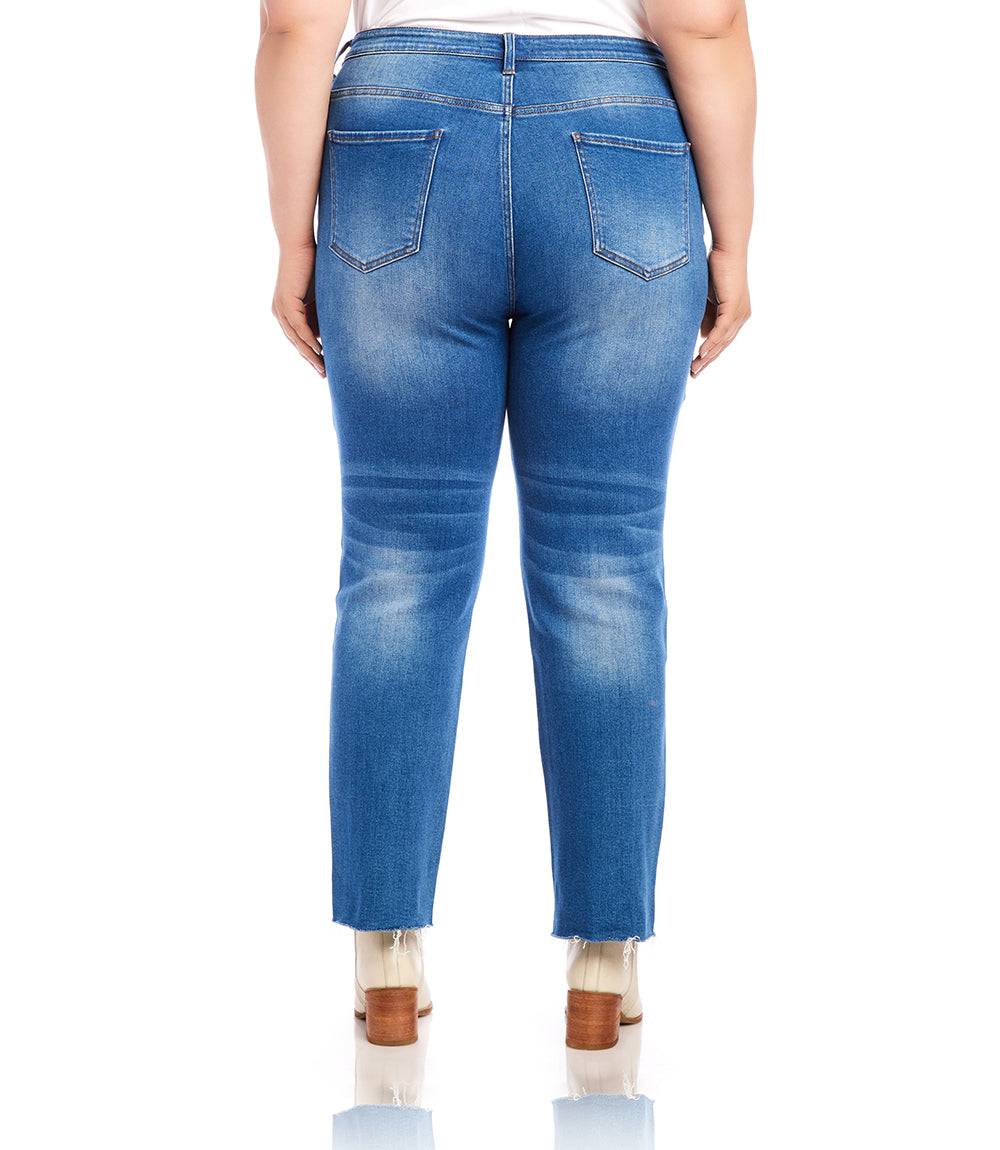 Plus Size Raw Hem Straight Jeans - Image 5
