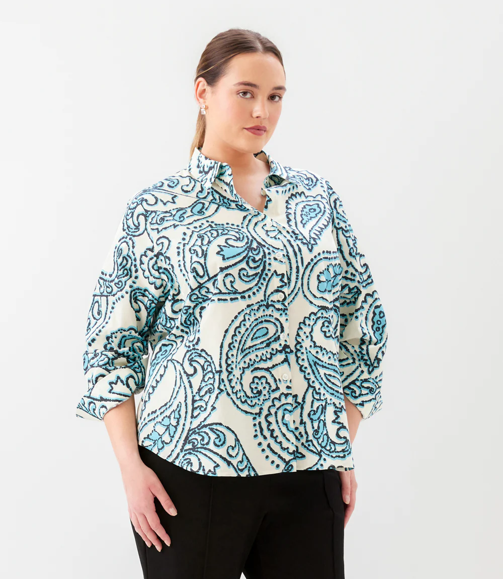 Plus Size Ruched Sleeve Button- Up Shirt - Image 3