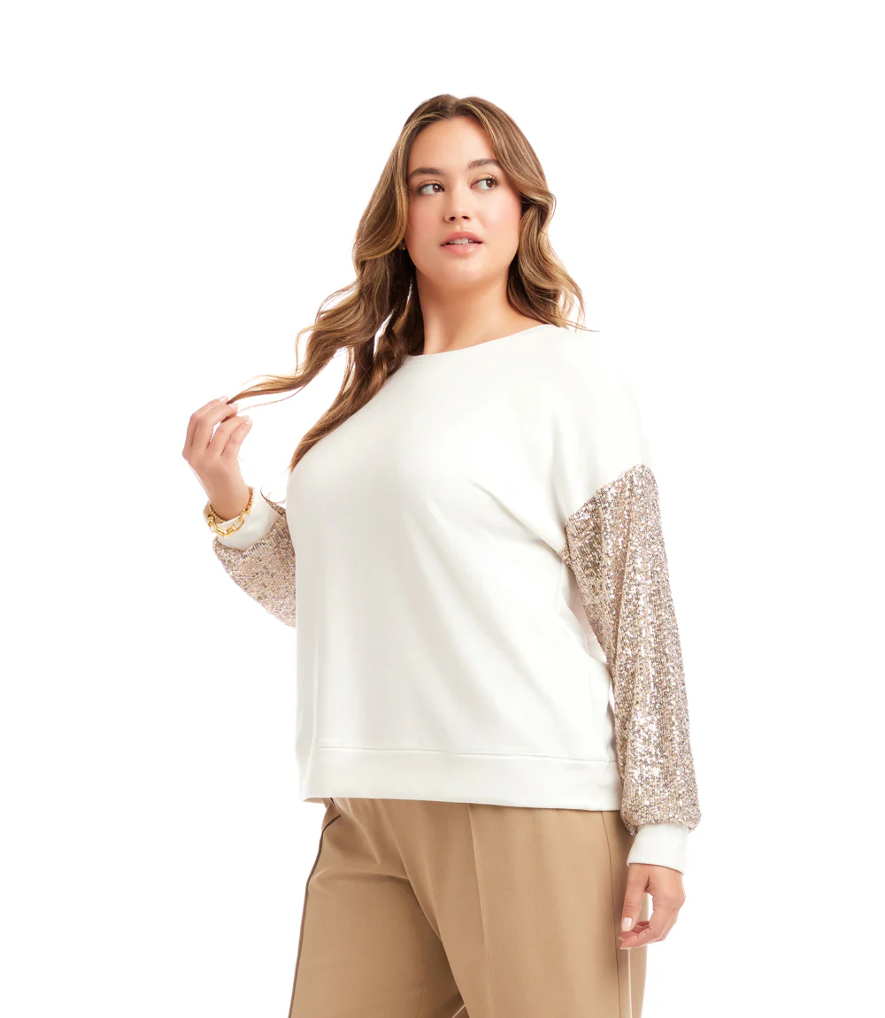 Plus Size Sequin Sleeve Top - Image 3