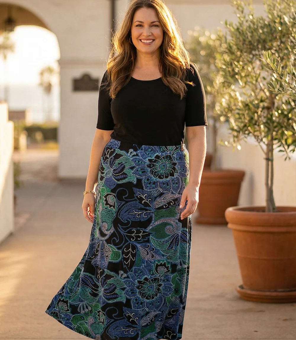 Plus Size Side-Slit Midi Skirt - Image 2