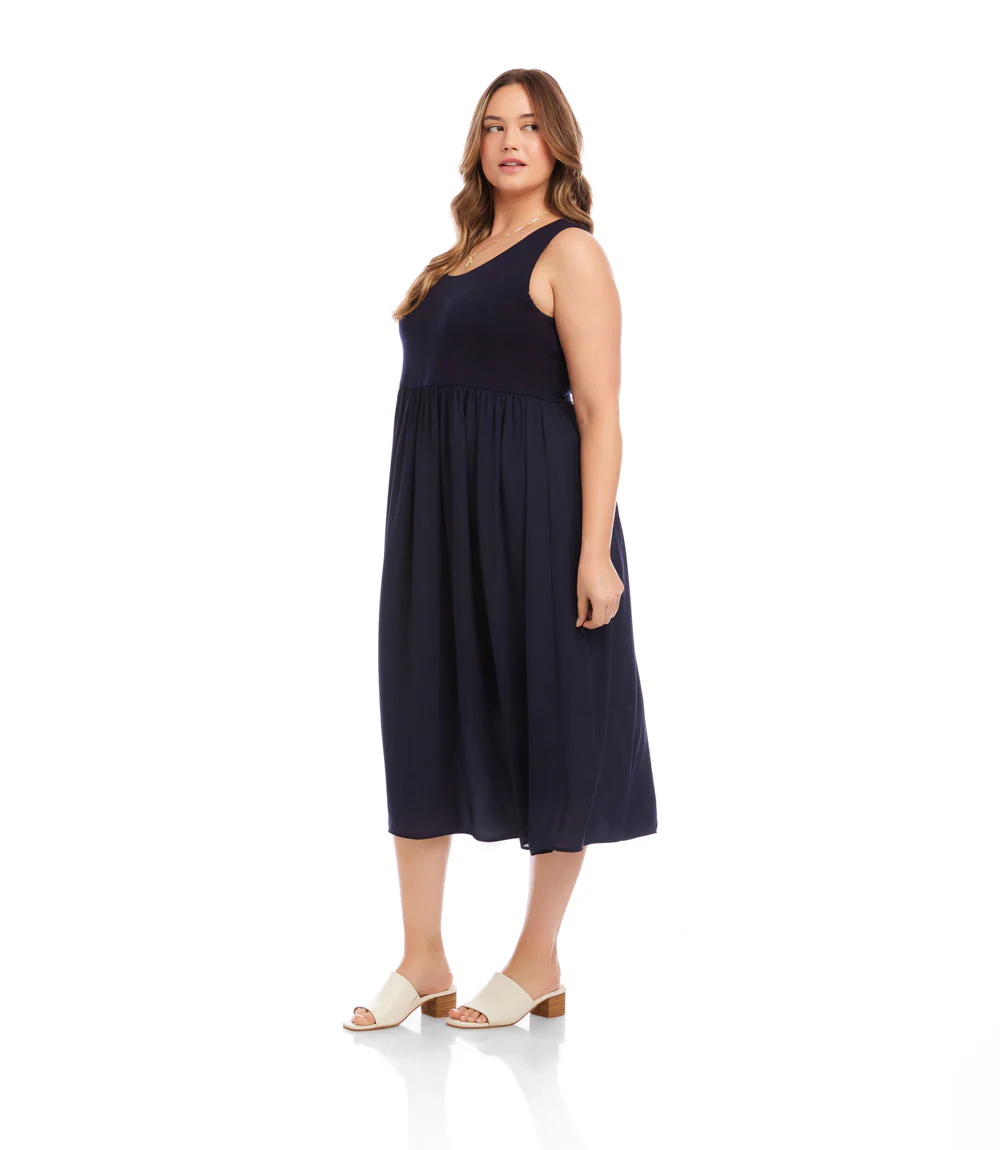Plus Size Sleeveless Contrast Midi Dress - Image 3