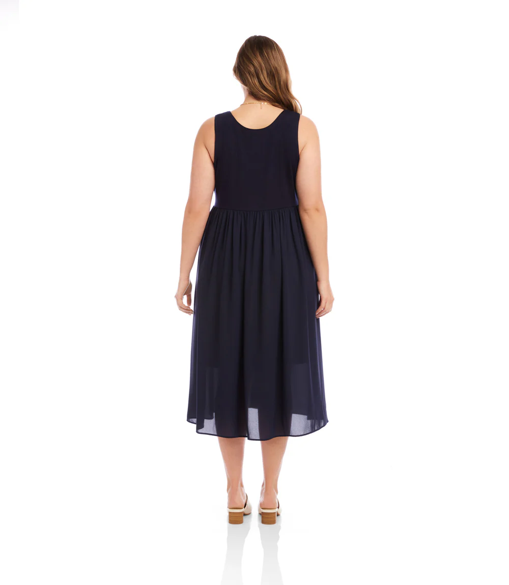 Plus Size Sleeveless Contrast Midi Dress - Image 4