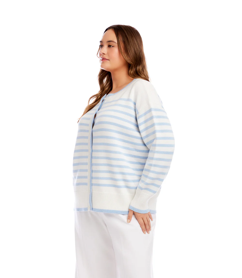 Plus Size Stripe Cardigan Sweater - Image 5