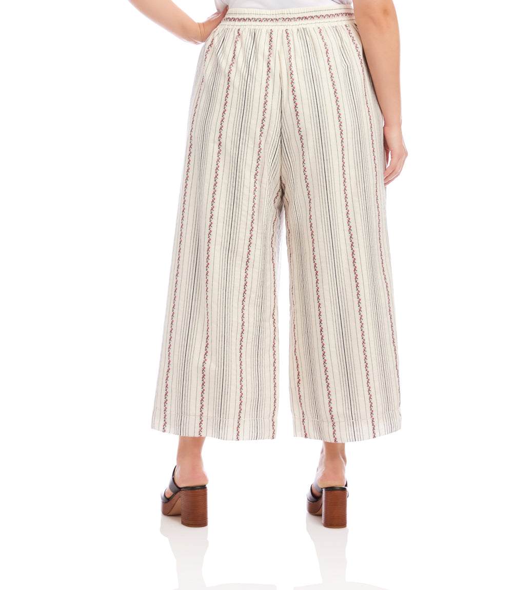 Plus Size Stripe Embroidered Cropped Drawstring Pants - Image 5
