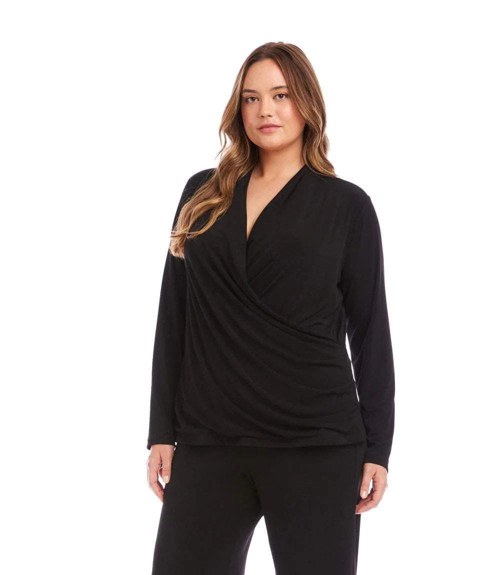 Plus Size Travel Jersey Drape Front Crossover Top - Image 4