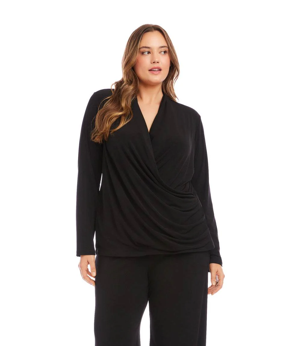 Plus Size Travel Jersey Drape Front Crossover Top - Image 6