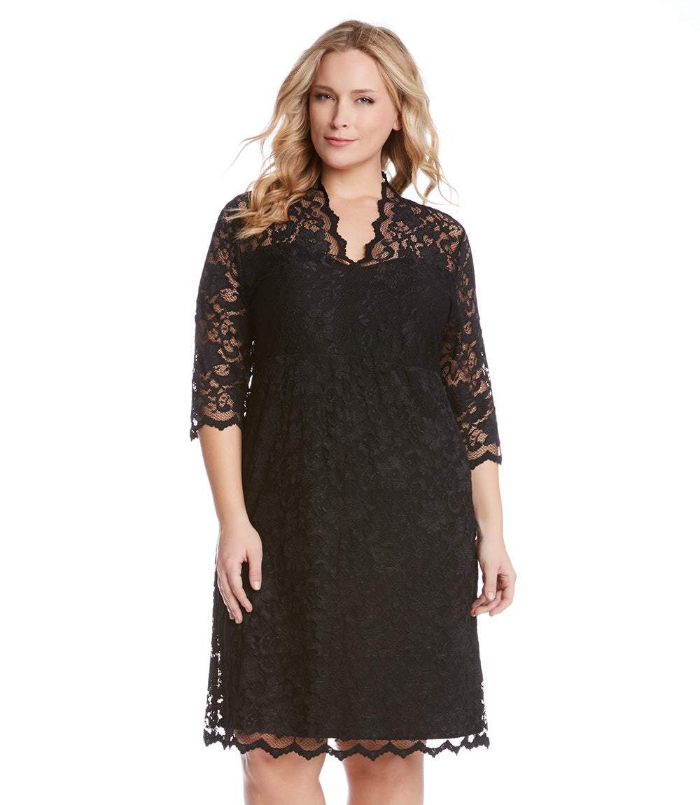 Plus Size V-Neck Scallop Lace Dress - Image 3