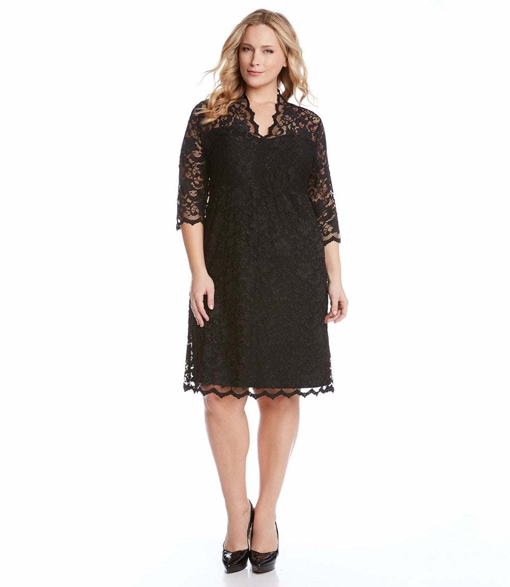 Plus Size V-Neck Scallop Lace Dress - Image 4