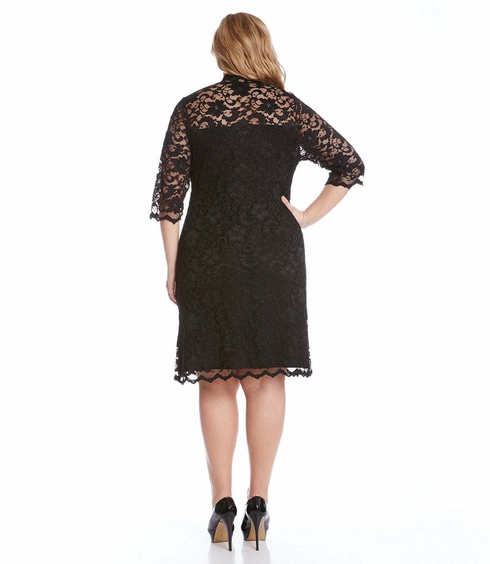 Plus Size V-Neck Scallop Lace Dress - Image 5