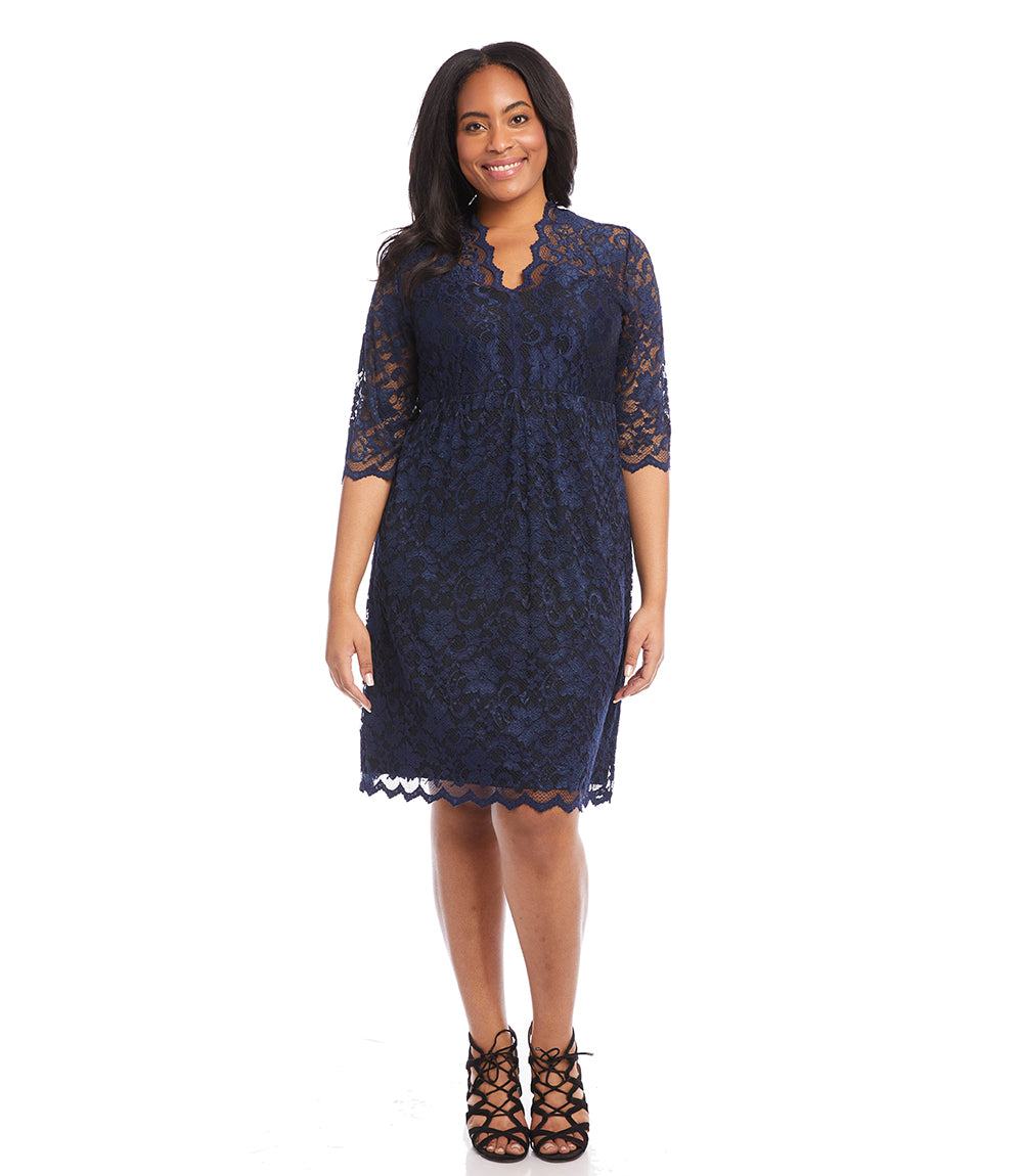 Plus Size V-Neck Scallop Lace Dress - Image 4