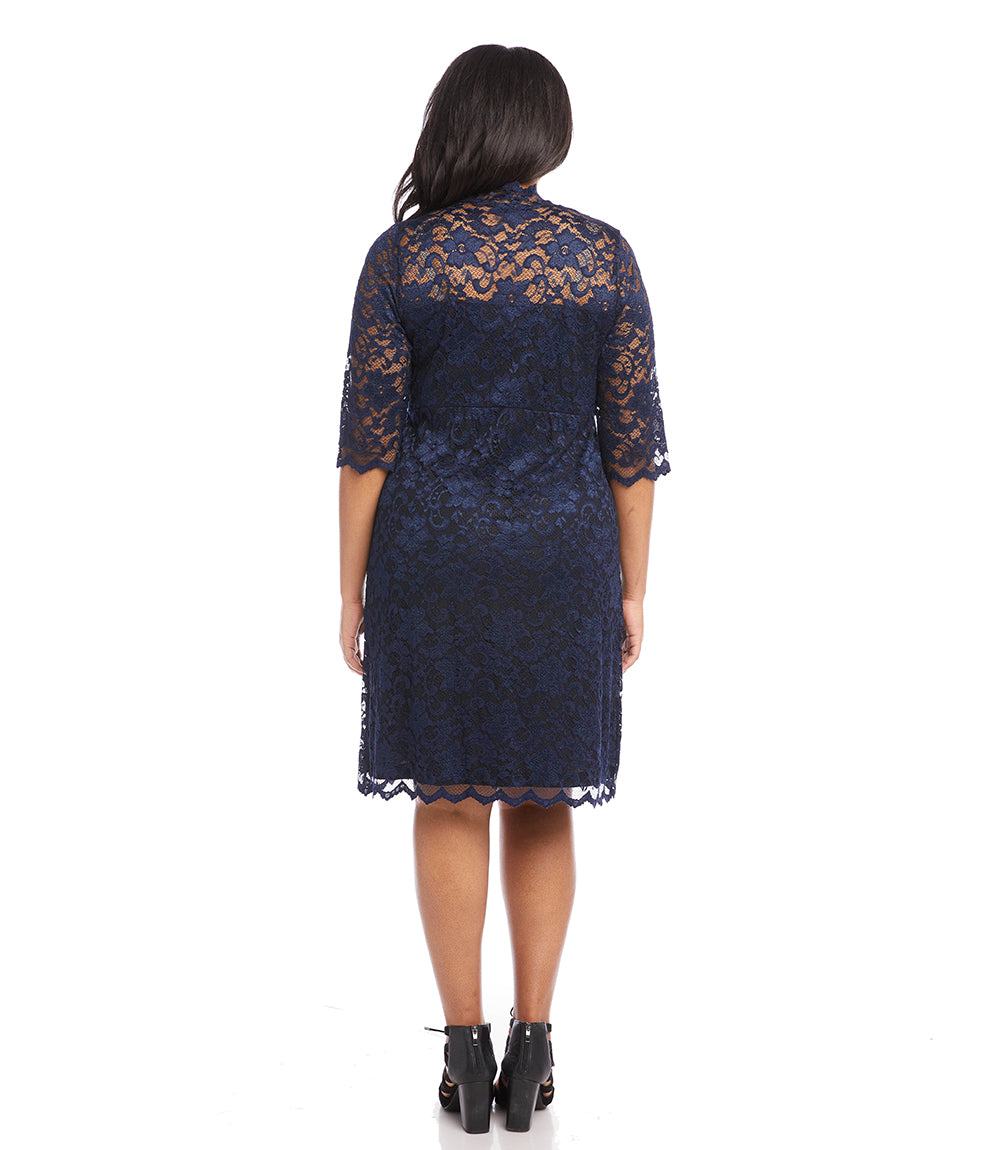 Plus Size V-Neck Scallop Lace Dress - Image 5