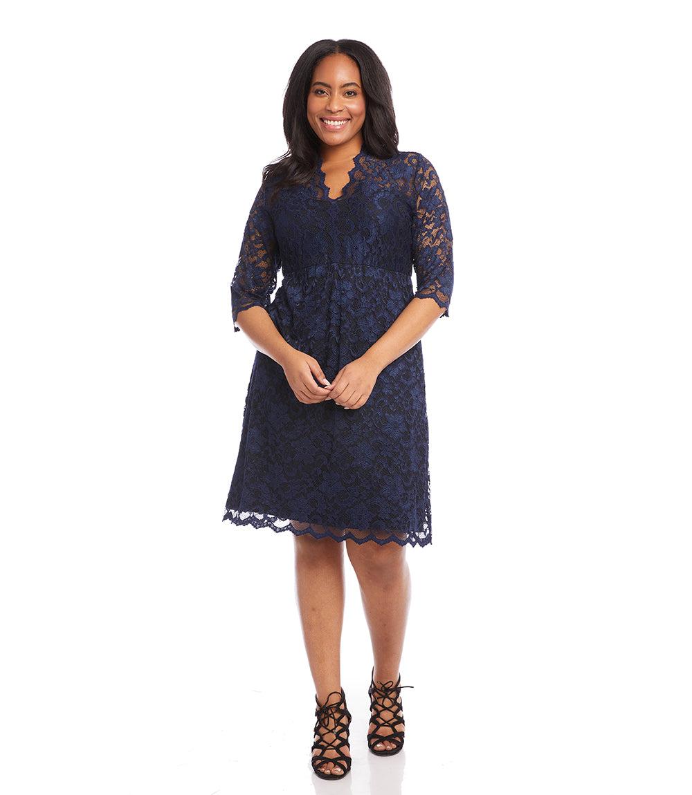 Plus Size V-Neck Scallop Lace Dress - Image 7