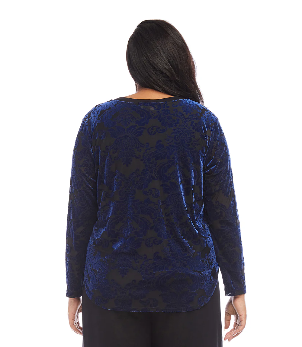 Plus Size Velvet Burnout Shirttail Top - Image 3