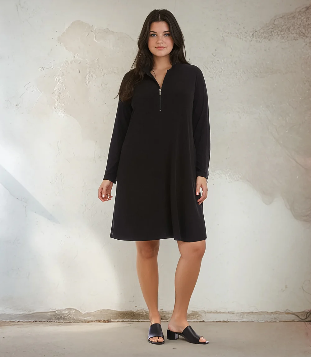 Plus Size Zip-Up Travel Jersey Dress - Image 2
