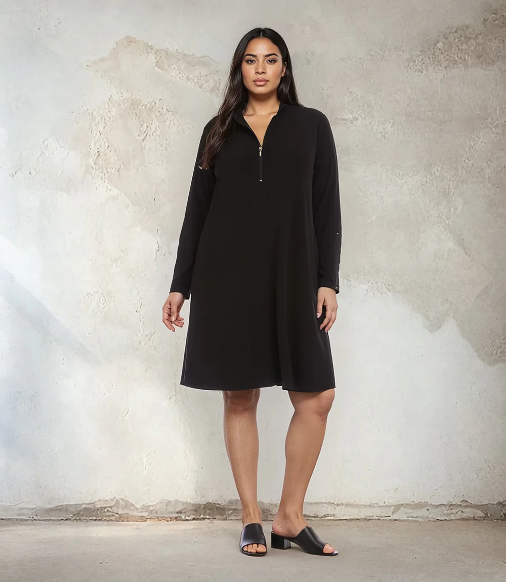 Plus Size Zip-Up Travel Jersey Dress - Image 6