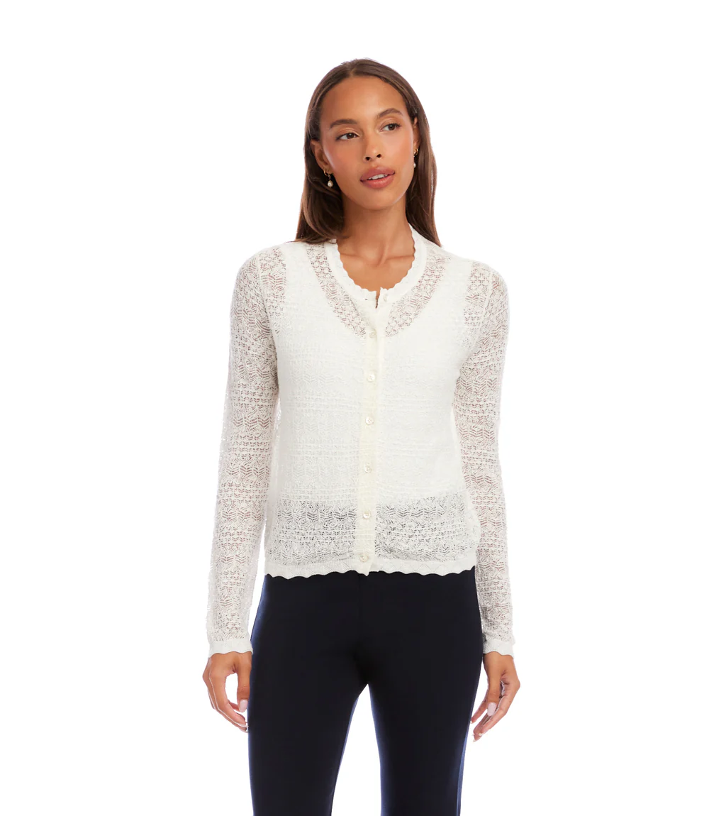 Pointelle Cardigan Sweater - Image 3