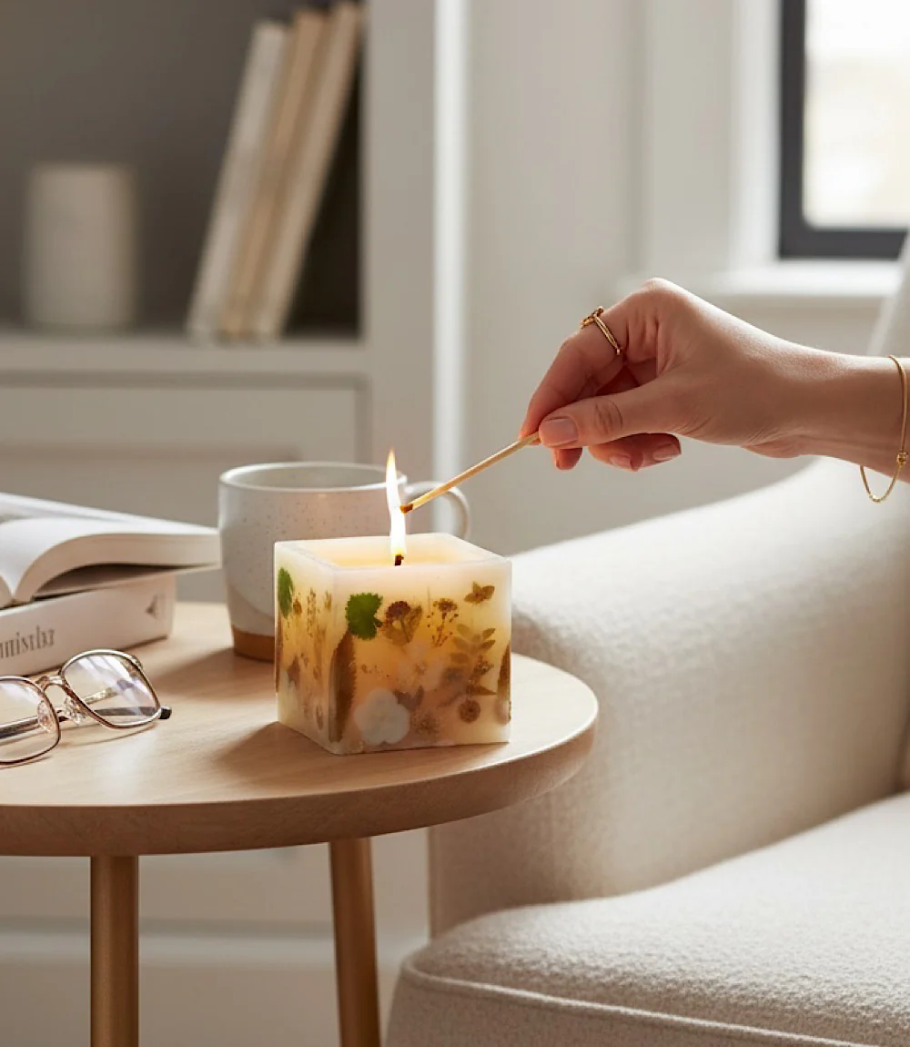 Pressed Flower Hurricane Candle - Image 8
